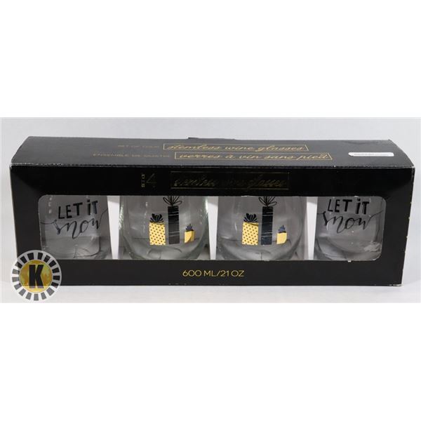 SET OF 4 STEMLESS WINE GLASSES