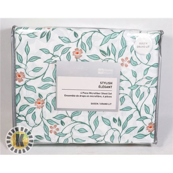 STYLISH 4 PIECE MICROFIBER SHEET SET - QUEEN