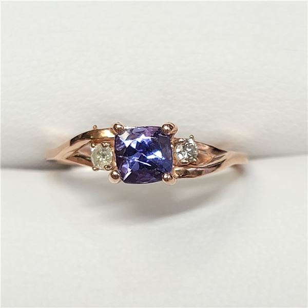 10K ROSE GOLD TANZANITE(0.7CT) DIAMONDS