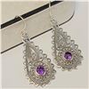 Image 3 : SILVER AMETHYST(1.2CT) EARRINGS (~WEIGHT 6.67G)