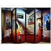 Image 1 : Ferjo, Original 6-Panel Wood Folding Screen Painting (96" x 54"), Hand Signed with Letter of Authent