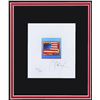 Image 2 : Peter Max- Original Lithograph "Flag with Heart on Blue"