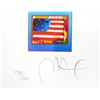 Image 3 : Peter Max- Original Lithograph "Flag with Heart on Blue"