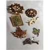 Image 1 : Vintage Rhinestone Brooches, Abalone Dolphin +