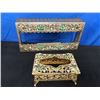 Image 1 : 2 Vintage Filigree  Boxes with Jewels + 2 holders