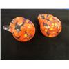 Image 3 : 2 Orange & Clear Hand Blown Glass Cream & Sugar