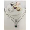 Image 1 : Rhinestone Crystal Pendants and 5 Rings