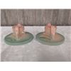 Image 4 : Roseville Pottery candle holders. Ixia pattern
