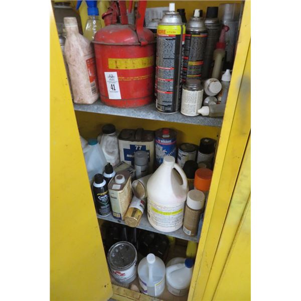 Contents of Cabinet Paint, Oil & Cleaners