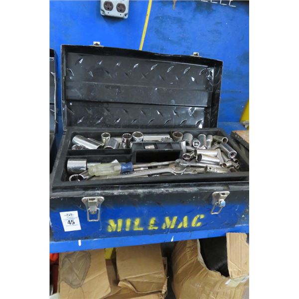 Metal Toolboxes w/Sockets & Wrenches (2)