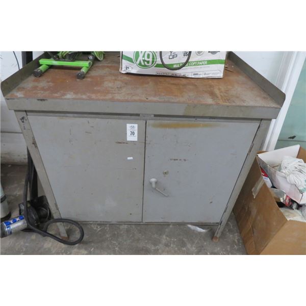 3' Grey Metal 2 Door Worktop Cabinet