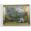Image 1 : Large Framed Oil On Canvas "Mountain Lake" Signed K. Corenzo