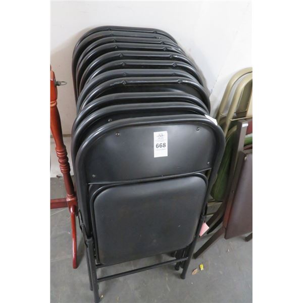 11-Black Folding Chairs - 11 X $