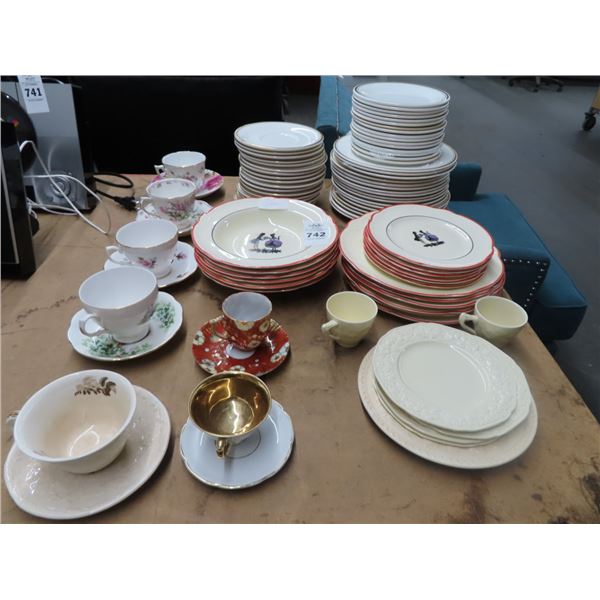 Lot of Painted Dishes, Cups  & Saucers