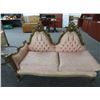 Image 1 : Carved Wood Button Tufted Settee