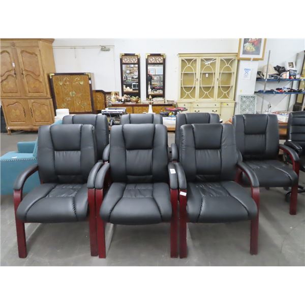 7-Black Leather Armchairs - 7 X $