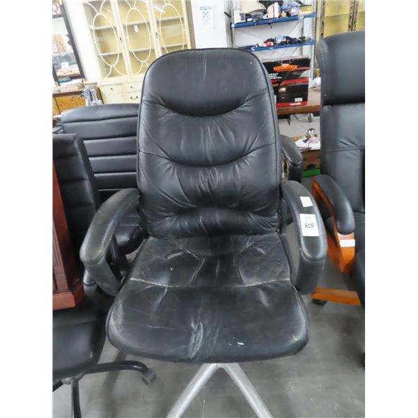 4-Black Leather Office Chairs - 4 X $