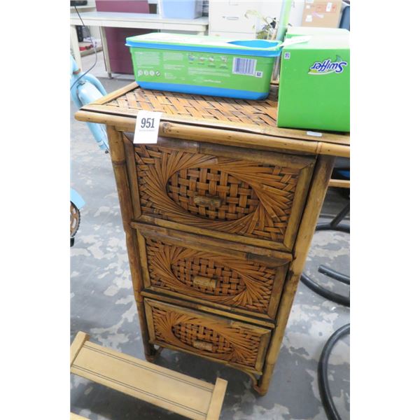 Rattan 3 Drawer Side Table