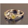 Image 1 : A PLATINUM, DIAMOND AND YELLOW SAPPHIRE RING
