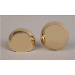 A PAIR OF 14K YELLOW GOLD CIRCULAR DOME-FORM EAR CLIPS
