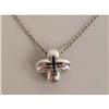 Image 4 : A 14K WHITE GOLD AND DIAMOND FOUR LEAF CLOVER PENDANT WITH FINE CHAIN NECKLACE