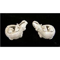 A PAIR OF BARRY KIESELSTEIN-CORD 18K WHITE GOLD AND DIAMOND ALLIGATOR-FORM EARRINGS