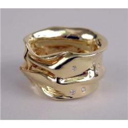 AN IPPOLITA 18K YELLOW GOLD AND DIAMOND FREE-FORM BAND RING