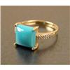Image 1 : A 14K YELLOW GOLD AND TURQUOISE RING