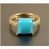 Image 2 : A 14K YELLOW GOLD AND TURQUOISE RING