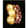 Image 2 : A PAIR OF 14K YELLOW GOLD, PEARL, DIAMOND AND RUBY EAR CLIPS