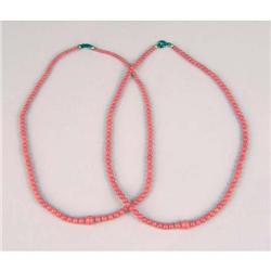 TWO GRADUATED CORAL BEAD NECKLACES