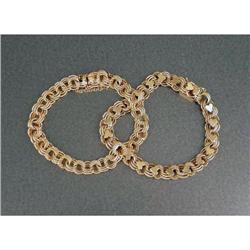 TWO 14K YELLOW GOLD LINK BRACELETS