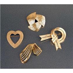 FOUR 14K YELLOW GOLD PINS