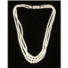 Image 1 : A TRIPLE-STRAND GRADUATED PEARL NECKLACE WITH PLATINUM AND DIAMOND