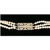 Image 3 : A TRIPLE-STRAND GRADUATED PEARL NECKLACE WITH PLATINUM AND DIAMOND