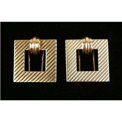 A PAIR OF 14K YELLOW GOLD SQUARE-FORM BROOCH CLIPS