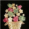Image 2 : AN 18K YELLOW GOLD, RUBY, EMERALD AND DIAMOND FLOWER POT-FORM