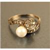 Image 2 : A SILVER-TOPPED GOLD, PEARL AND DIAMOND CROSSOVER RING
