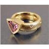 Image 1 : A MORELLI 18K YELLOW GOLD, PINK TOURMALINE AND DIAMOND RING