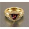 Image 2 : A MORELLI 18K YELLOW GOLD, PINK TOURMALINE AND DIAMOND RING