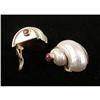Image 3 : A PAIR OF SEAMAN SHEPPS 14K YELLOW GOLD, RUBY AND SAPPHIRE