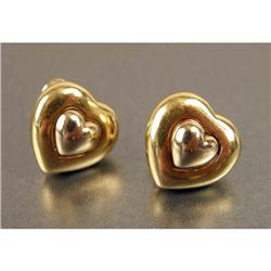 A PAIR OF BOUCHERON 18K YELLOW GOLD HEART-SHAPED EARRINGS