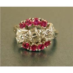 A TIFFANY PLATINUM, DIAMOND AND RUBY RING