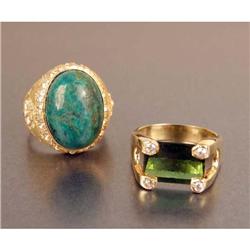 TWO UNMARKED YELLOW GOLD RINGS