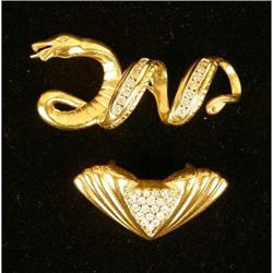 TWO 14K YELLOW GOLD AND DIAMOND ENHANCERS