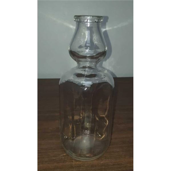 ANTIQUE PETERBOROUGH MILK BOTTLE CREAM BUBBLE 10" X 3.5" F