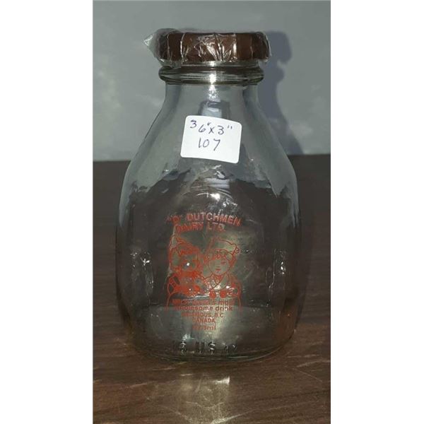 GLASS DUTCHMAN DAIRY CREAM BOTTLE 6" X 3"
