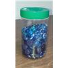 Image 1 : Peanut butter jar with glass beads 3.5 in by 6.5 in