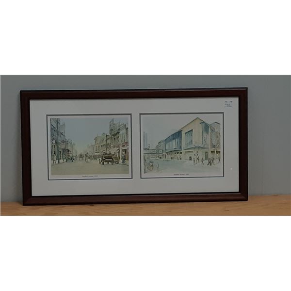 PAIR OF FRAMED STEPHEN AVENUE PRINTS BY JIM LITTLE 1910 & 2000