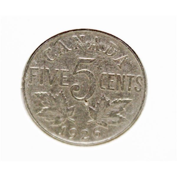 1926 SEMI-KEY DATE CANADA 5 CENT